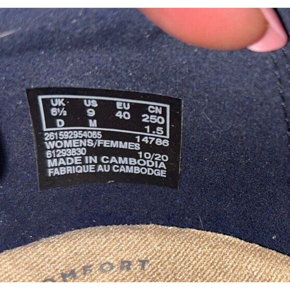 Clarks Womens Loafers Shoes Blue White Denim Striped Slip On Casual 9M Espadrill - Picture 10 of 11